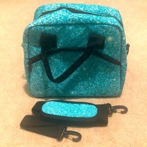 Teal print lunch bag